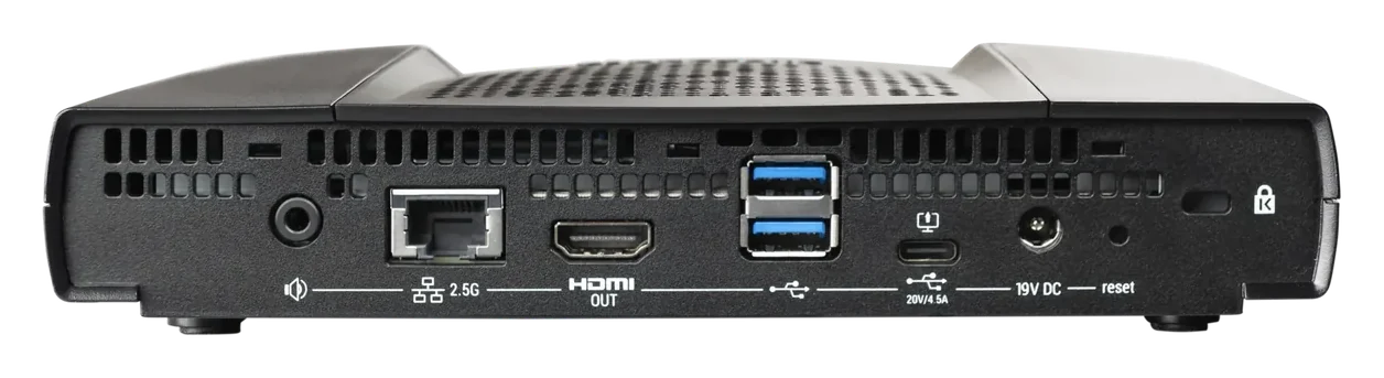Tył Barco ClickShare CX-50 Gen2: HDMI, LAN, USB i wyjścia audio