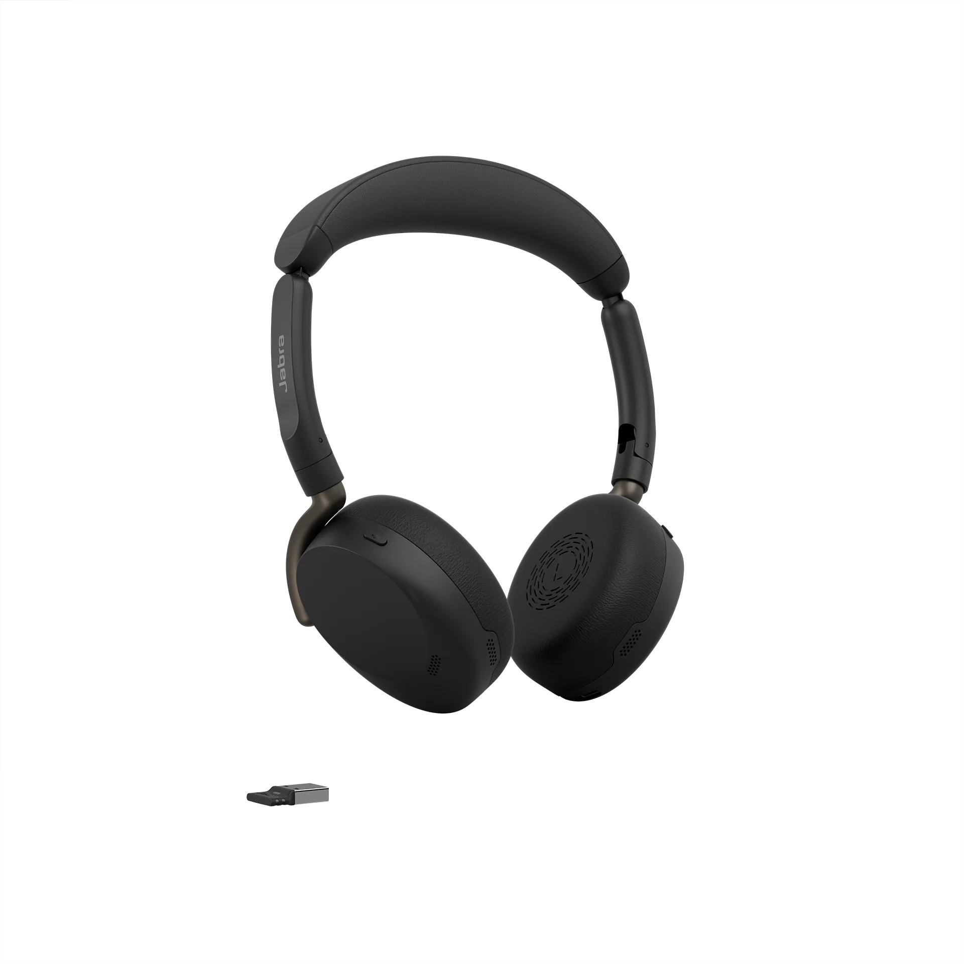 Jabra Evolve3 65 Flex — składane słuchawki nauszne z adapterem USB, ujęcie studyjne